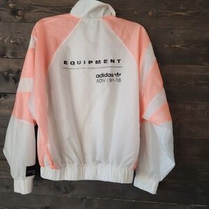 adidas Equipment EQT Coral &‎ White Track Jacket Womens Small Zip Up Shell Coat